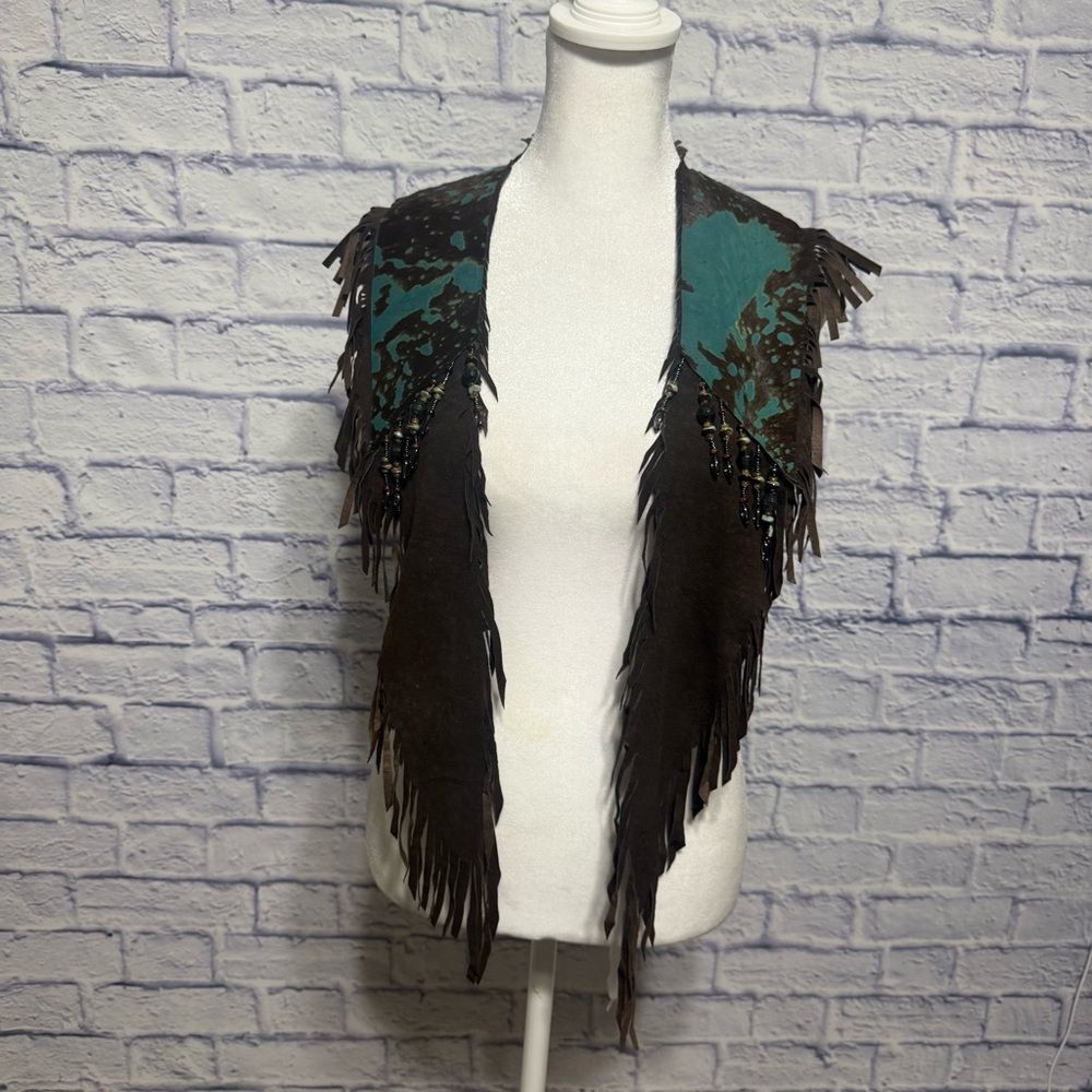 Pat Dahnke Turquoise & Brown leather Collar western wear